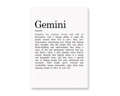 Gemini Zodiac Card, Astrology Gift, Horoscope Keepsake, Air Sign Decor, Birthday Gift, Gemini Gift, Zodiac Sign Keepsake