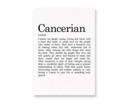 Cancer Zodiac Card, Astrology Gift, Horoscope Keepsake, Water Sign Decor, Birthday Gift, Cancer Gift, Zodiac Sign Keepsake