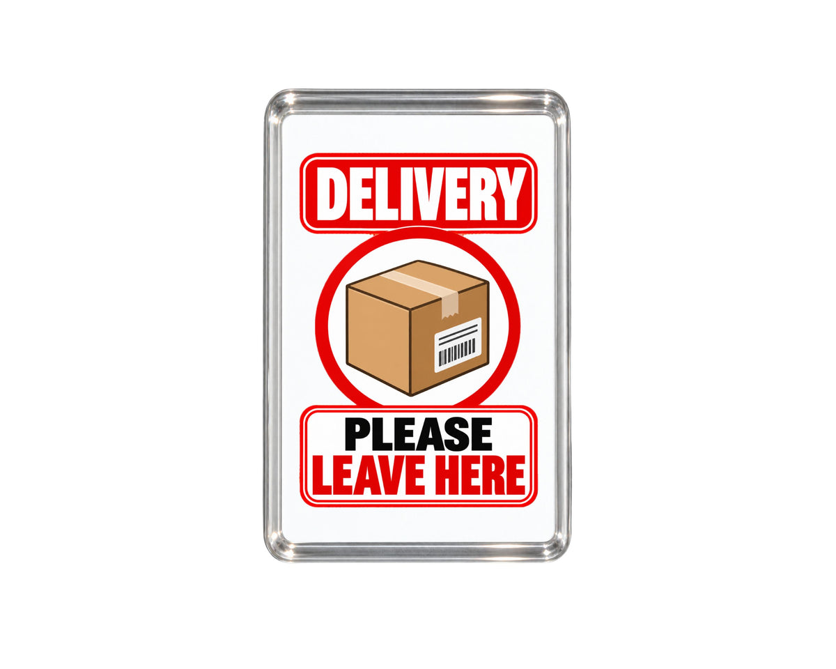 Delivery Please Leave Here Magnet, Package Drop-Off Sign, Parcel Instruction Plaque, Front Door Accessory, Courier Reminder