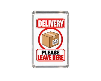Delivery Please Leave Here Magnet, Package Drop-Off Sign, Parcel Instruction Plaque, Front Door Accessory, Courier Reminder