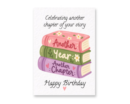 Birthday Card, Another Chapter, Book Lover Gift, Meaningful Greeting Literary Present