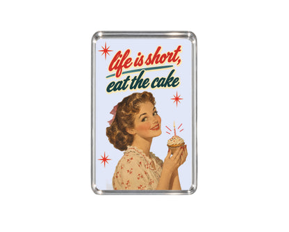 Retro Birthday Magnet, Vintage Cake and Candle Design, Funny Celebration, Nostalgic Gift