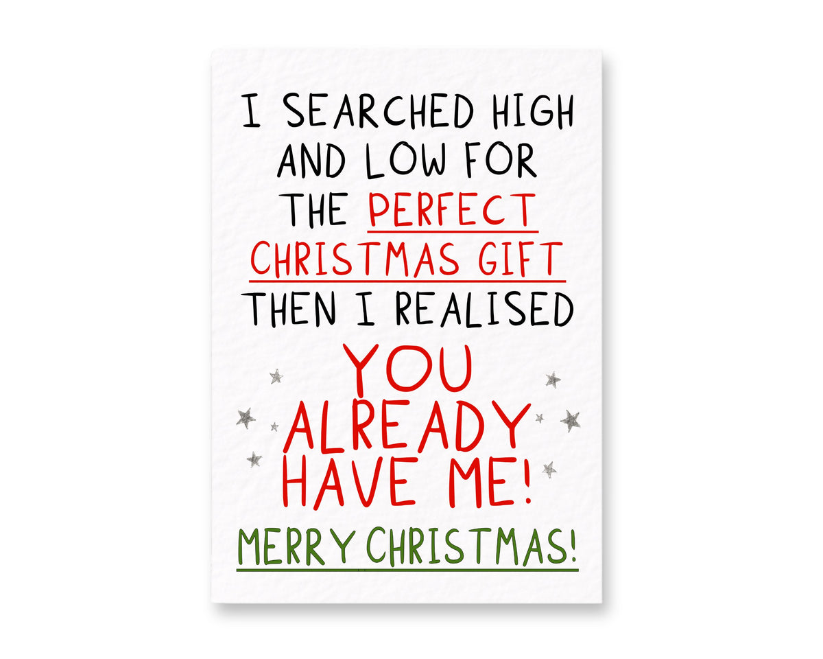 Christmas Humour Greeting Card, Funny Gift Message, Playful Holiday Design, Cheeky Seasonal Keepsake