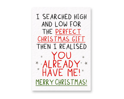 Christmas Humour Greeting Card, Funny Gift Message, Playful Holiday Design, Cheeky Seasonal Keepsake