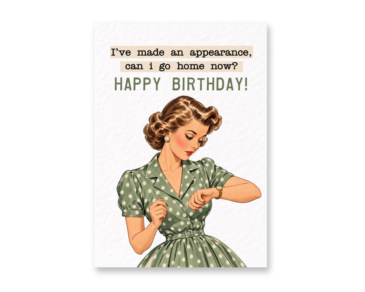 Funny Birthday Greeting Card, Retro Woman Design, Cheeky Relatable Birthday Humour For Friend