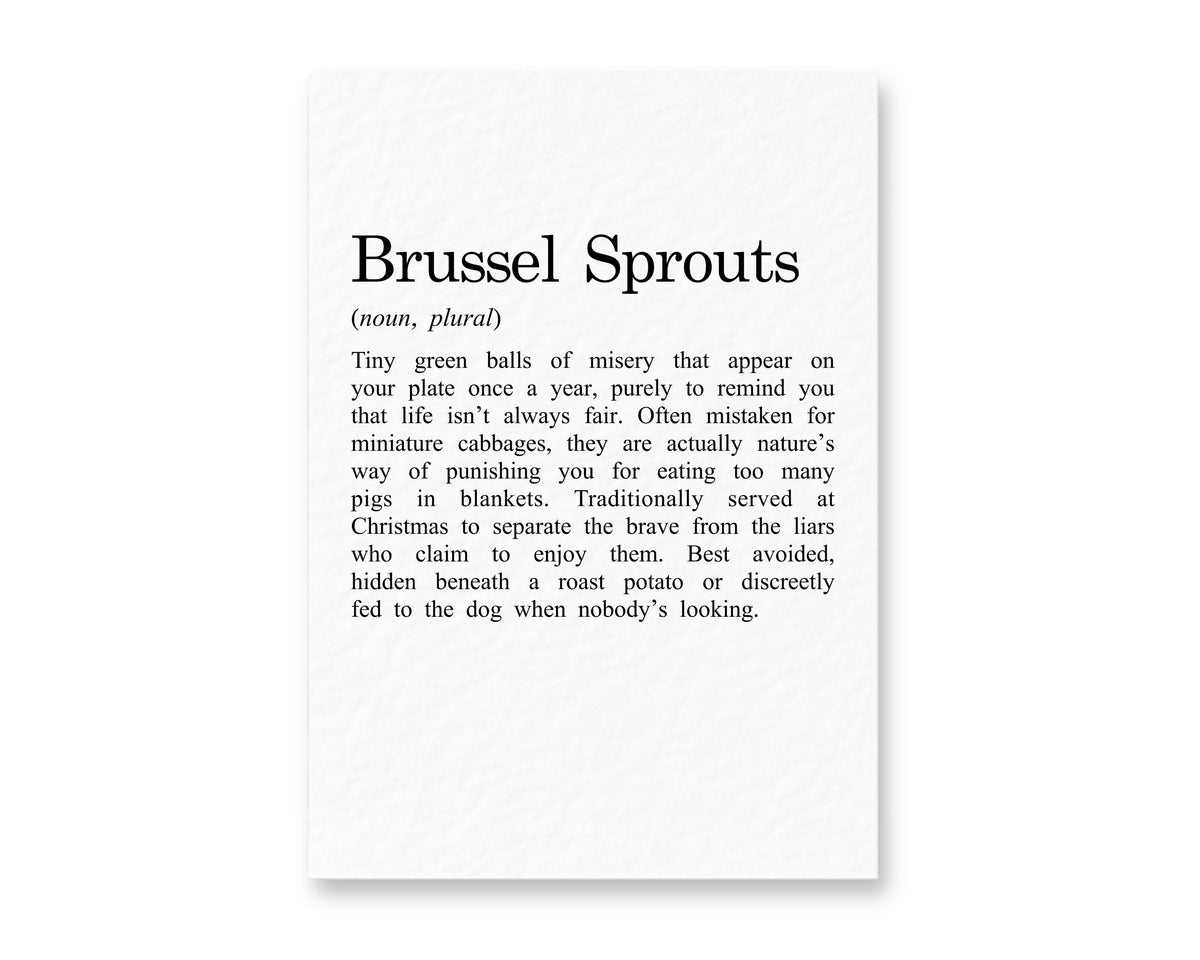Funny Brussels Sprouts Christmas Card, Festive Food Humour, Cheeky Xmas Greeting, Novelty Roast Dinner Card