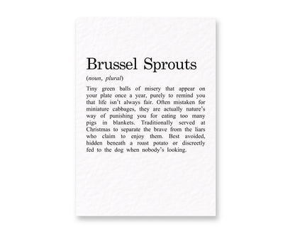 Funny Brussels Sprouts Christmas Card, Festive Food Humour, Cheeky Xmas Greeting, Novelty Roast Dinner Card