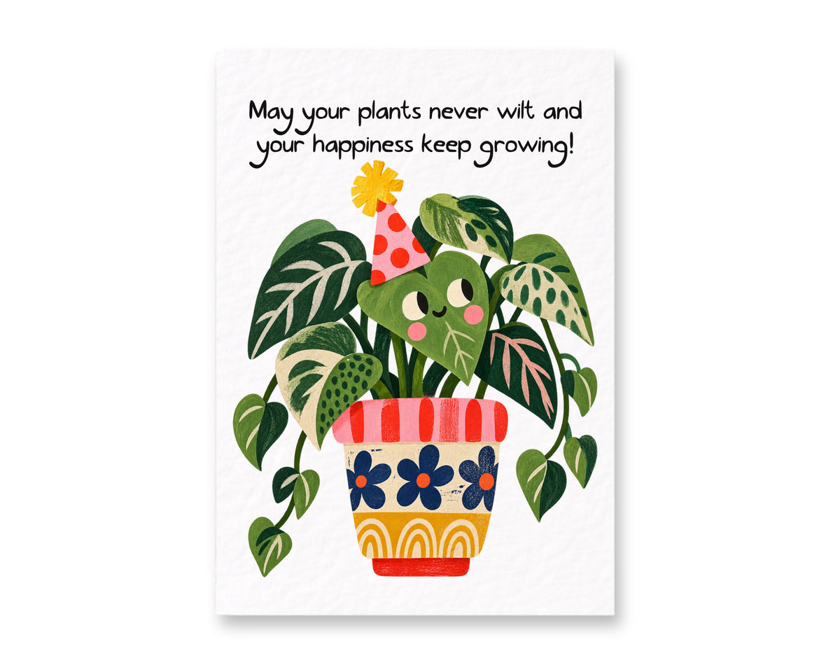 Happy New Home Card, Housewarming Greeting, New Home Gift, Plant Lover Card, Botanical Design, Moving Day Present, Indoor Plant Decor
