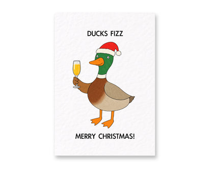 Funny Christmas Duck Card, Festive Pun, Champagne Humour, Quirky Fizz Champagne Greeting