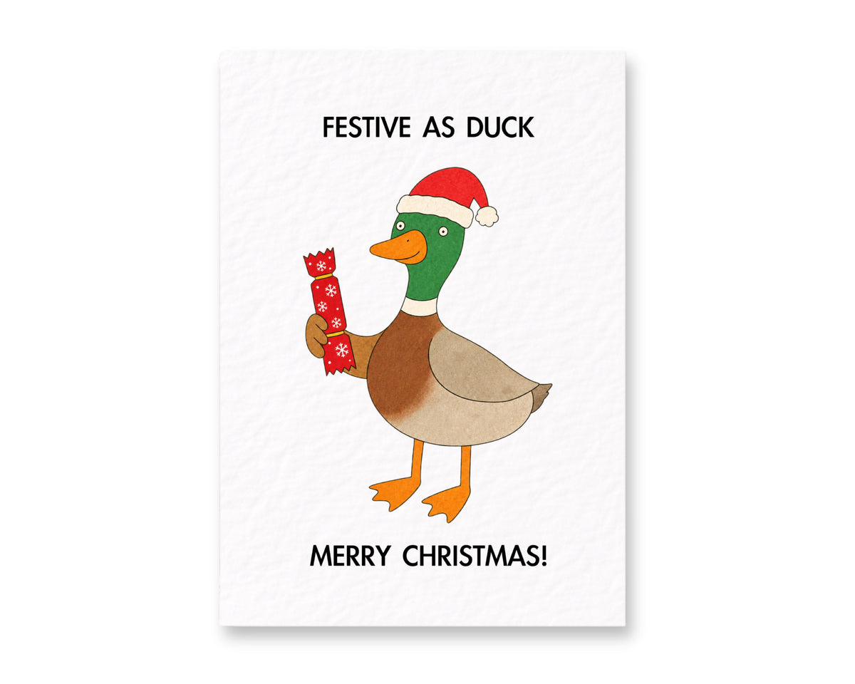 Funny Christmas Festive As Duck Card, Festive Pun, Cracker Greeting