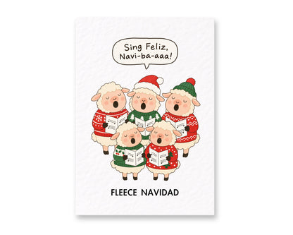 Funny Christmas Sheep Card, Festive Animal Pun, Cute Christmas Carol Singers, Holiday Humour