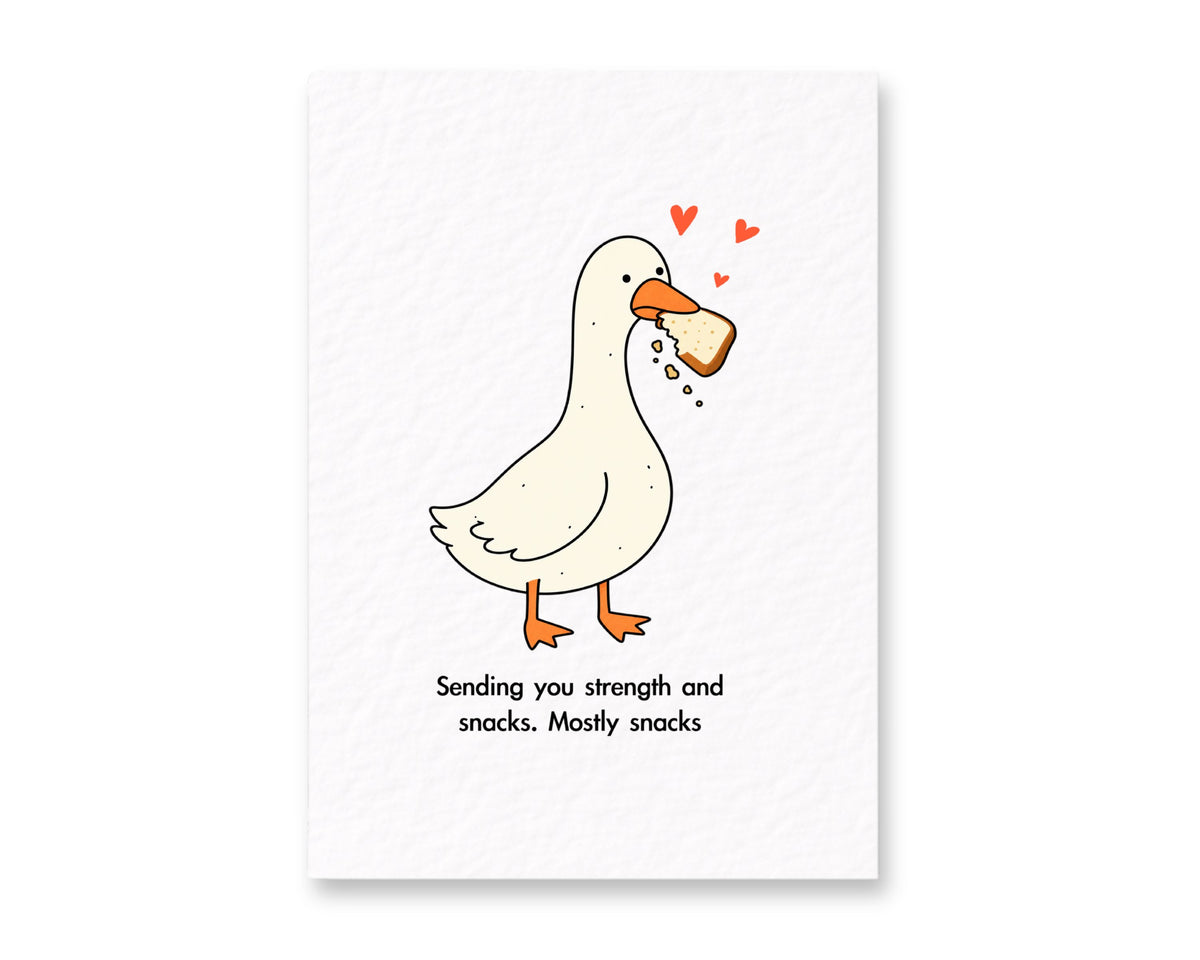 Just Because, Sympathy, Get Well Soon Snack Card, Duck Snack Humour, Cute Animal Illustration, Feel Better Greeting