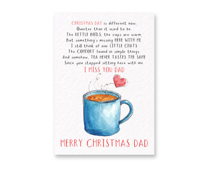 Grief Christmas Card for Dad, Memorial Dad Card, Sympathy Card for Loss of Father, Tea Cup Remembrance Card