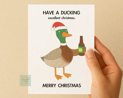 Funny Duck Christmas Card: Deck The Halls, Cute Ducks Humorous Greeting Card