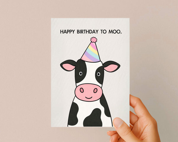 Funny Cow Birthday Card: Cute Mooey Humorous Birthday Greeting Card