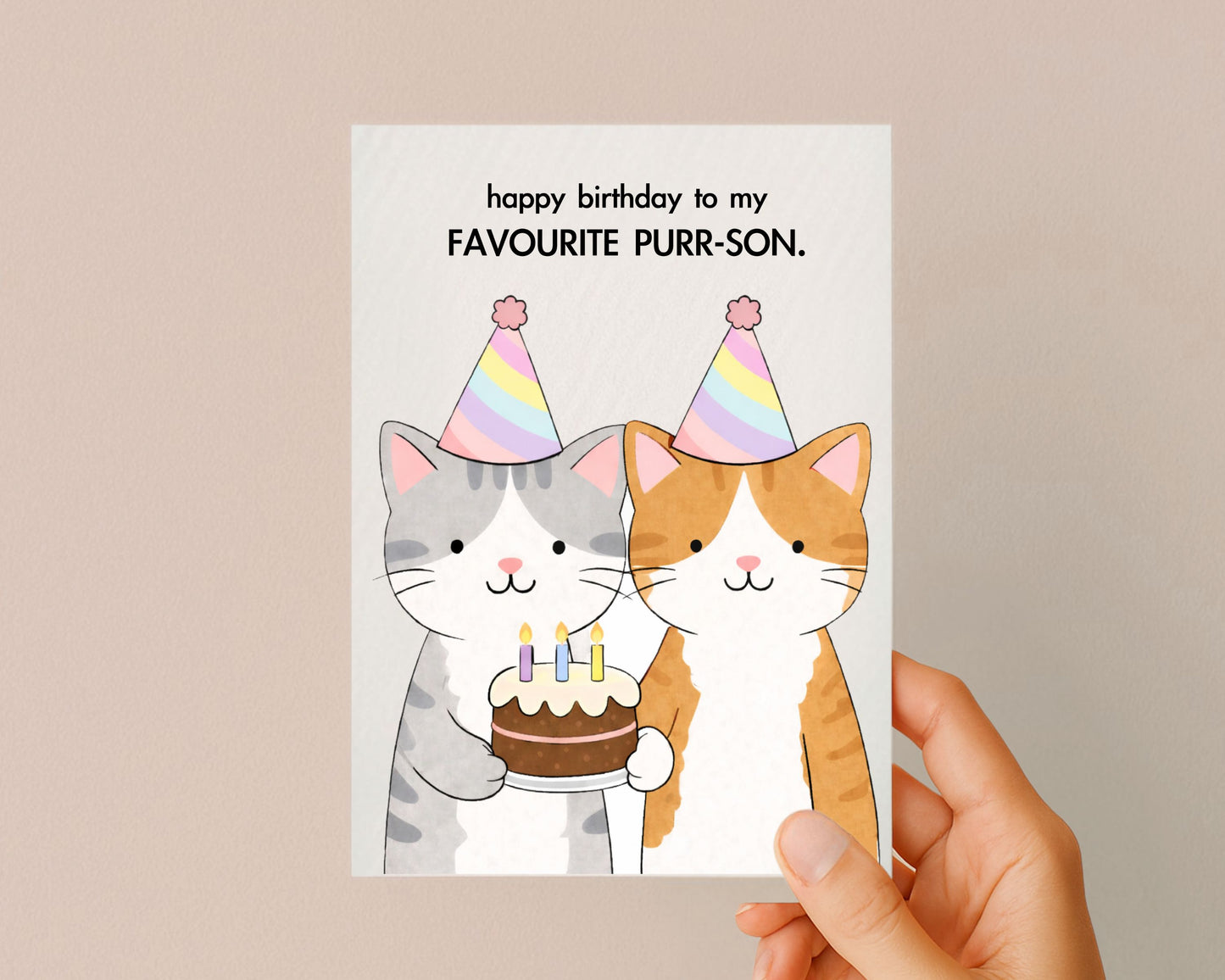 Funny Cat Birthday Card: Cute Favourite Purrson Greeting Card For Friend