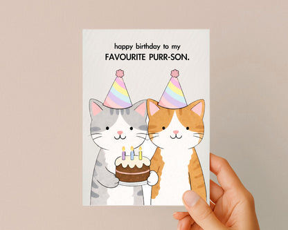 Funny Cat Birthday Card: Cute Favourite Purrson Greeting Card For Friend