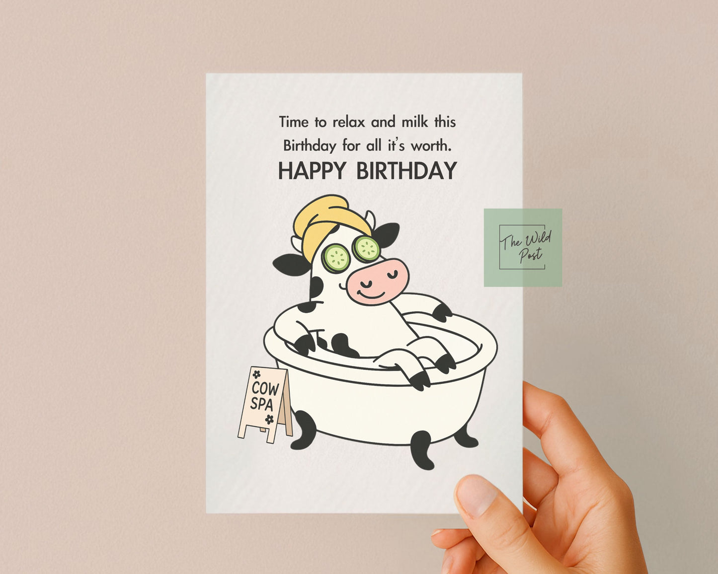 Funny Spa Cow Birthday Card: Humorous Animal Design For Friend, Spa Treatment, Self-  Care Greeting Card, Milk Your Birthday, Cute Cow