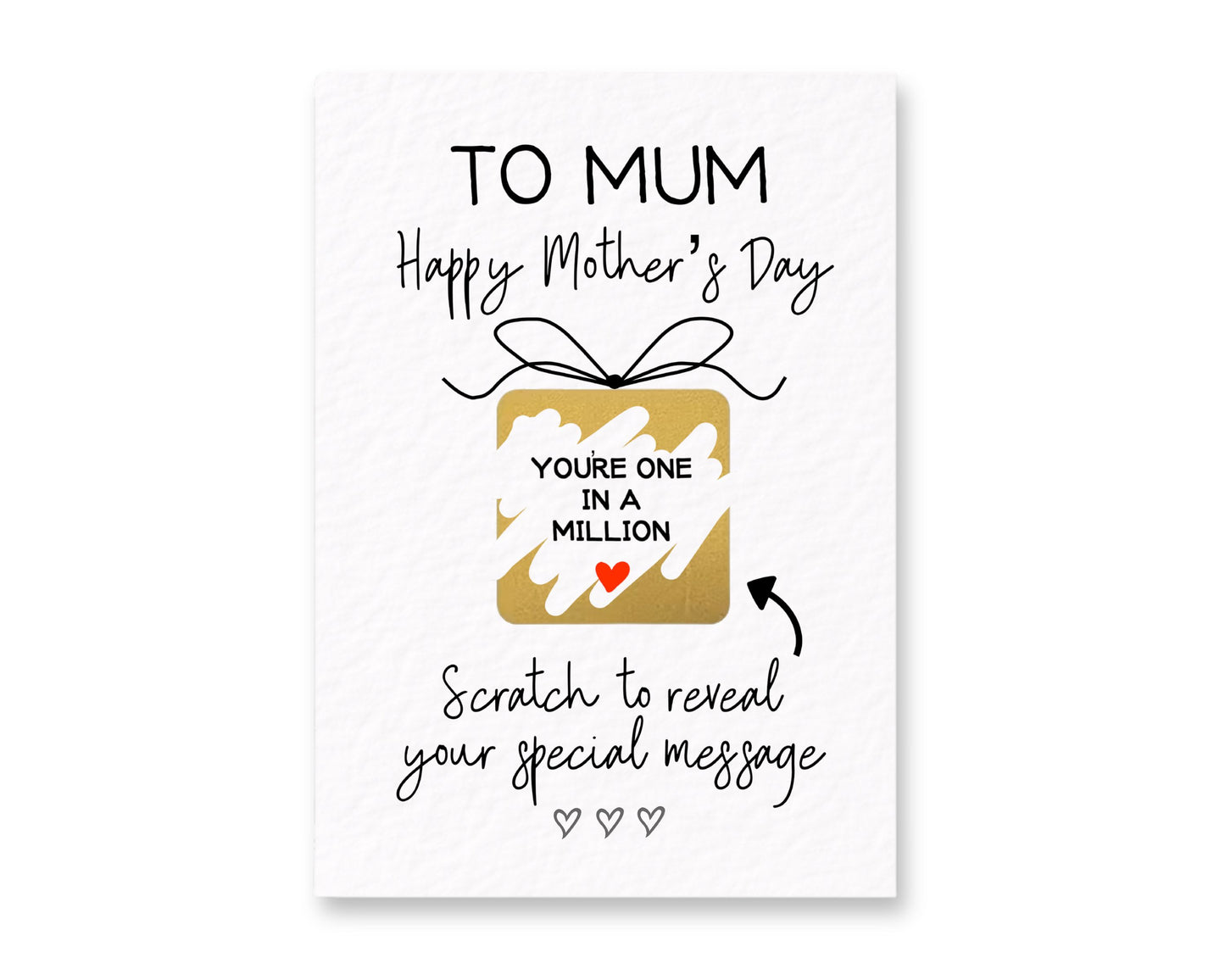 Mother's Day Surprise Scratch Card, You're One In A Million, Greeting Card, Surprise Gift, Gold Gift Present Box