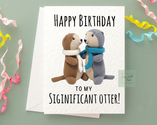 Cute Otter Card For Partner -Significant Otter - Other-  Boyfriend And Girlfriend - Cute Knitted Otters - Beaver -Otters Holding Hands