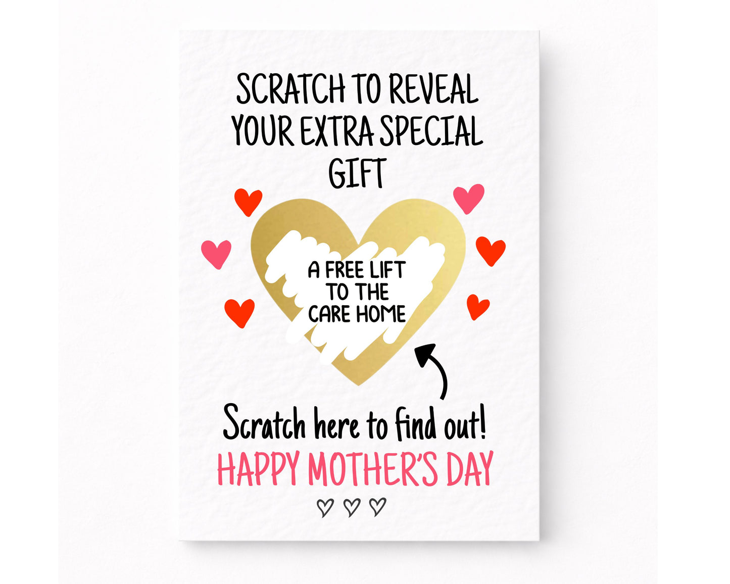 MOTHER'S DAY Surprise Scratch Card, Gift Reveal, Funny Greeting Card, Surprise Gift, Red Heart