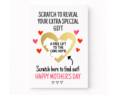 MOTHER'S DAY Surprise Scratch Card, Gift Reveal, Funny Greeting Card, Surprise Gift, Red Heart