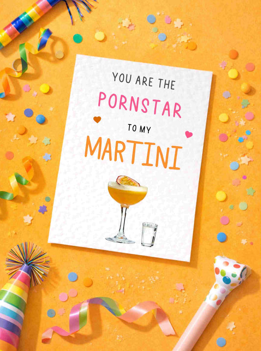 Birthday Card For Friend - Pornstar Martini-  Kind Greeting Card - Best Friend Card - Cocktails - Card For Loved One
