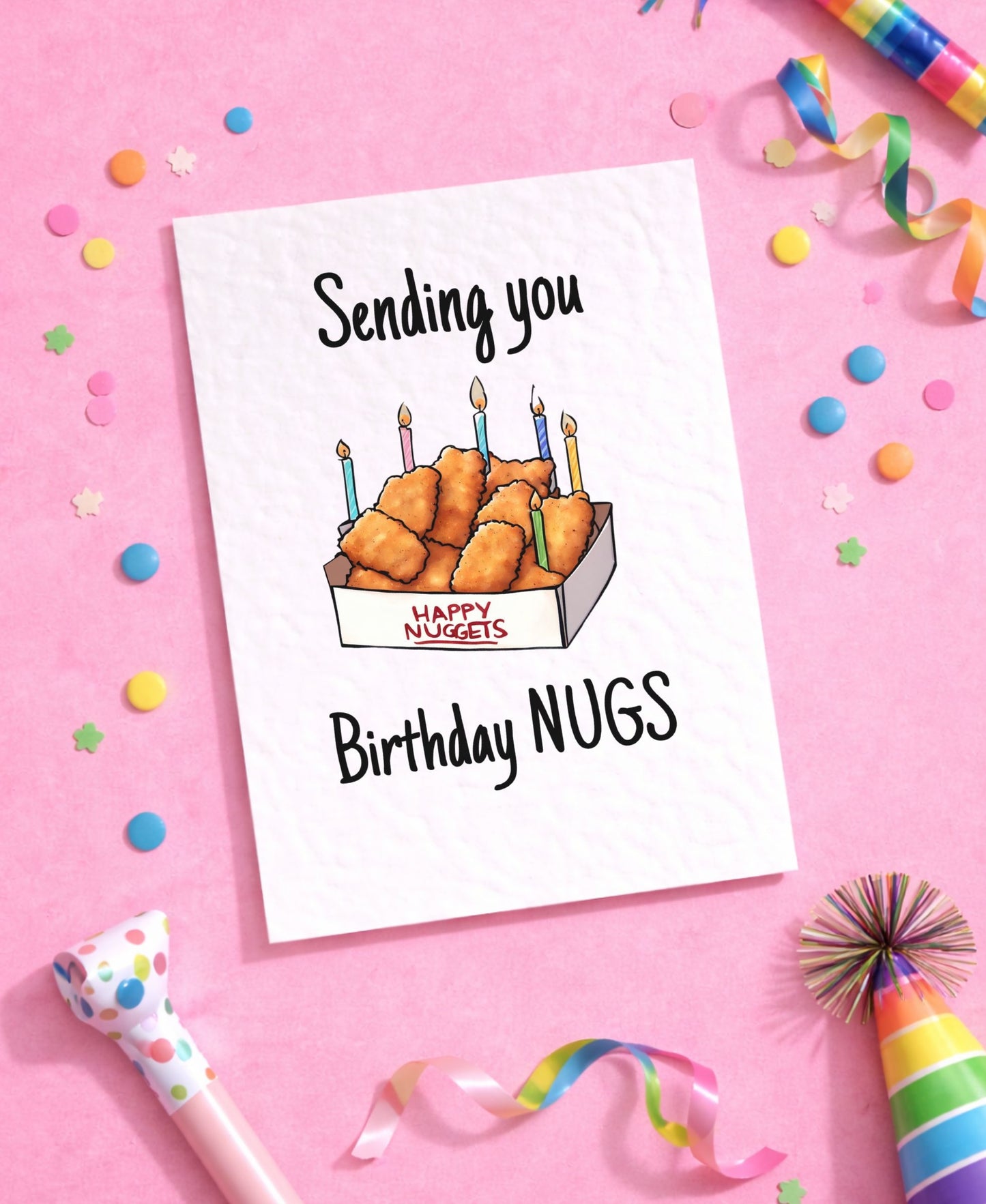 Chicken Nugget Card -Nugget Lover Card - Birthday Card For Best Friends - Sending You Birthday Nugs