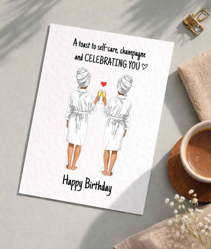 Bestie Spa Birthday Card, Self - Care Spa Birthday Card, Spa Experience Greeting Card, Wellness Greeting Card