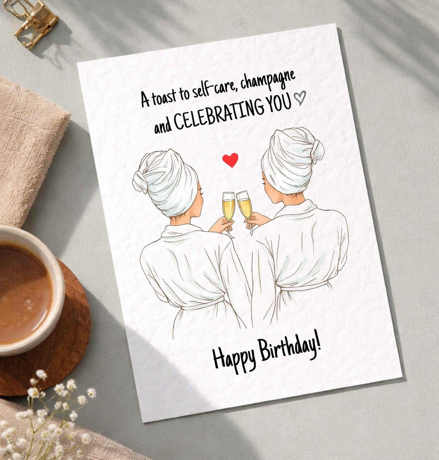 Bestie Spa Birthday Card: Self-Care Wellness Greeting Card