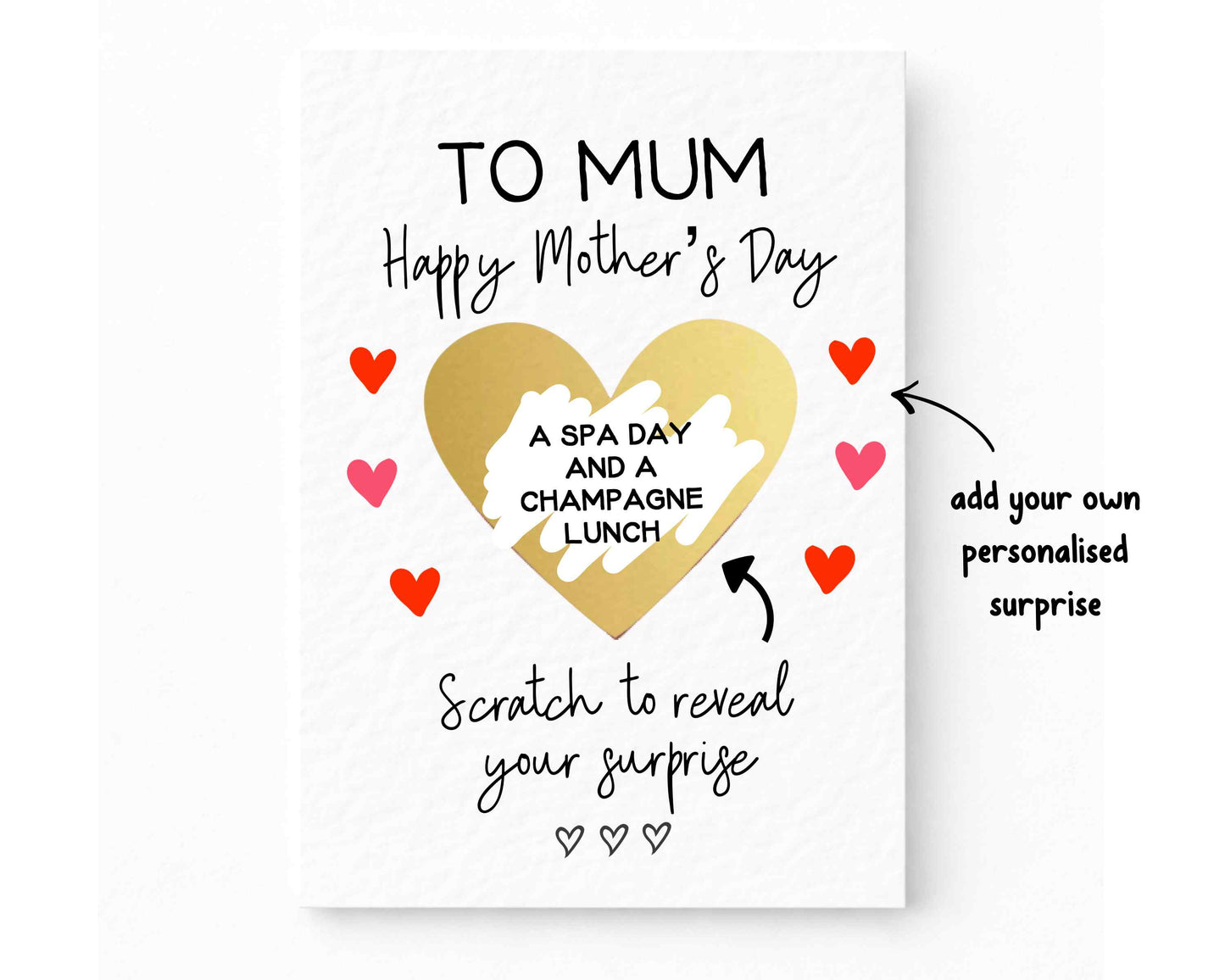 Mother's Day Surprise Scratch Card, Gift Reveal, Funny Greeting Card, Surprise Gift, Gold Heart