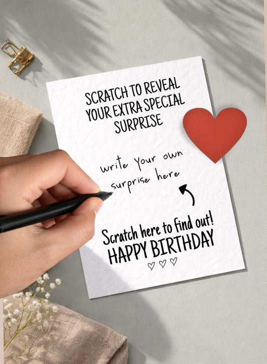 Make Your Own Scratch Card, Surprise Card, Heart Scratch to Reveal Card, Birthday Wish Greeting Card