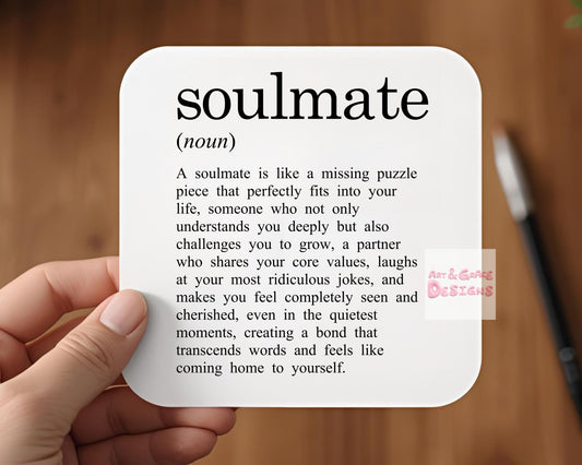Cute Soulmate Coaster, Soulmate Definition, Kind Quote Coaster, Thoughtful Gift For Friend, Partner