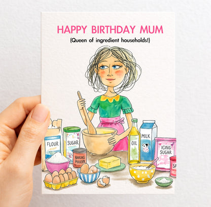 Funny Birthday Card For Mum, Ingredients Household Joke Greeting Gift