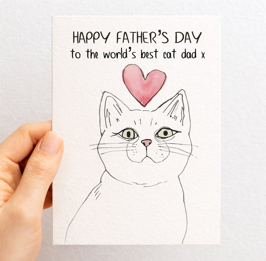 Funny Cat Dad Father’s Day Card, Cute Cat Dad Card, Pet Lover Father’s Day, From the Cat, Minimalist Illustrated Card