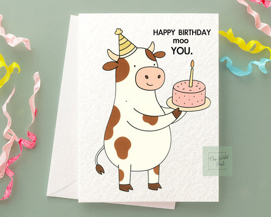 Funny Cow Birthday Card: Happy Birthday Moo You Fabulous Humorous Design Greeting Card
