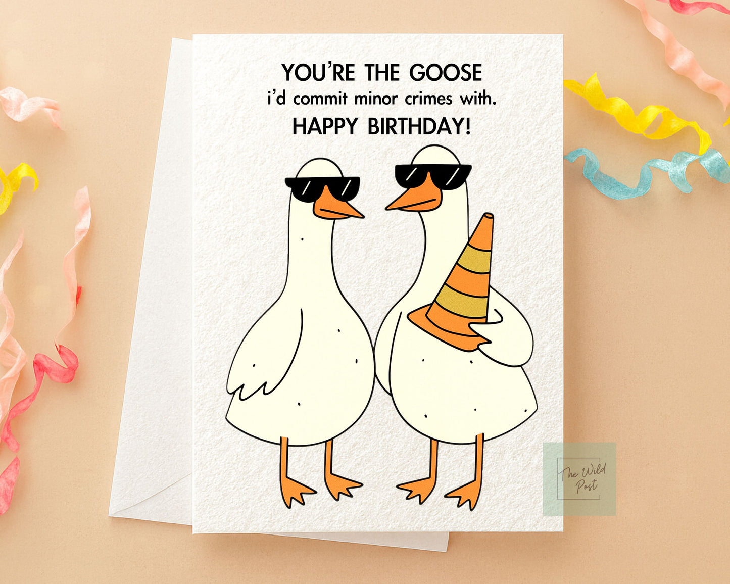 Funny Goose Birthday Card: Naughty Goose Duo, Geese Criminal Greeting Card For Best Friend, Sibling