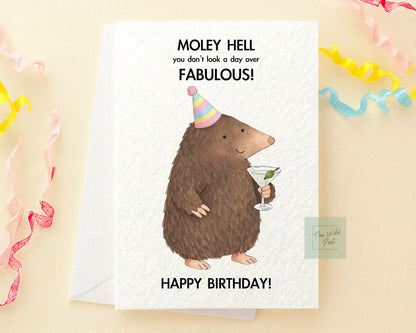 Funny Mole Birthday Card: Cute Fabulous Mole Humorous Design Greeting Card, Animal Gift, Moley Hell