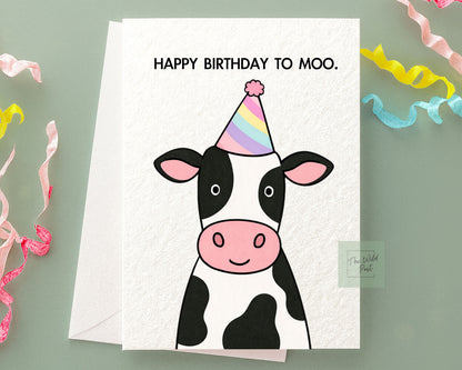 Funny Cow Birthday Card: Cute Mooey Humorous Birthday Greeting Card