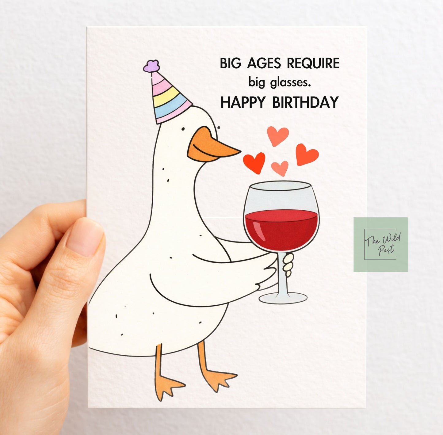 Funny Goose, Big Ages Require Big Glasses Birthday Greeting Card