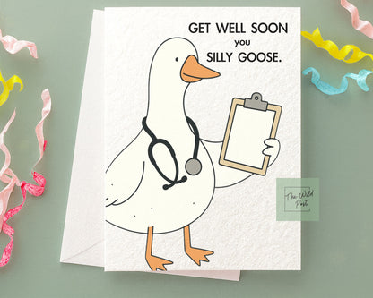 Get Well Soon Goose Card, Cute Goose Feel Better Soon Card