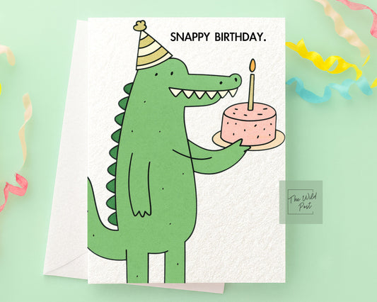 Crocodile Greeting Card, Snappy Birthday Card, Funny Croc Gift