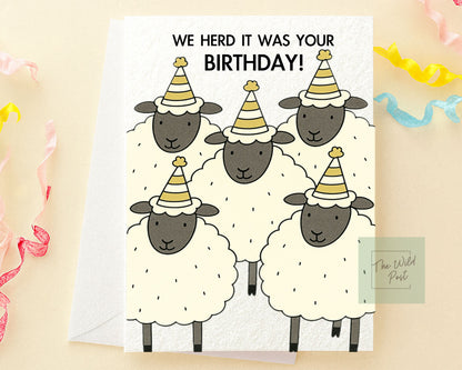 Funny Sheep Birthday Card, We Herd It Was Your Birthday Greeting Card