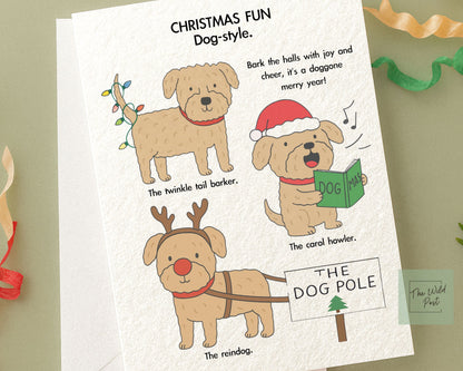 Funny Silly Dog Christmas Card: Humorous Holiday Design, Mischievous Dog Greeting Card