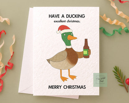 Funny Duck Christmas Card: Deck The Halls, Cute Ducks Humorous Greeting Card