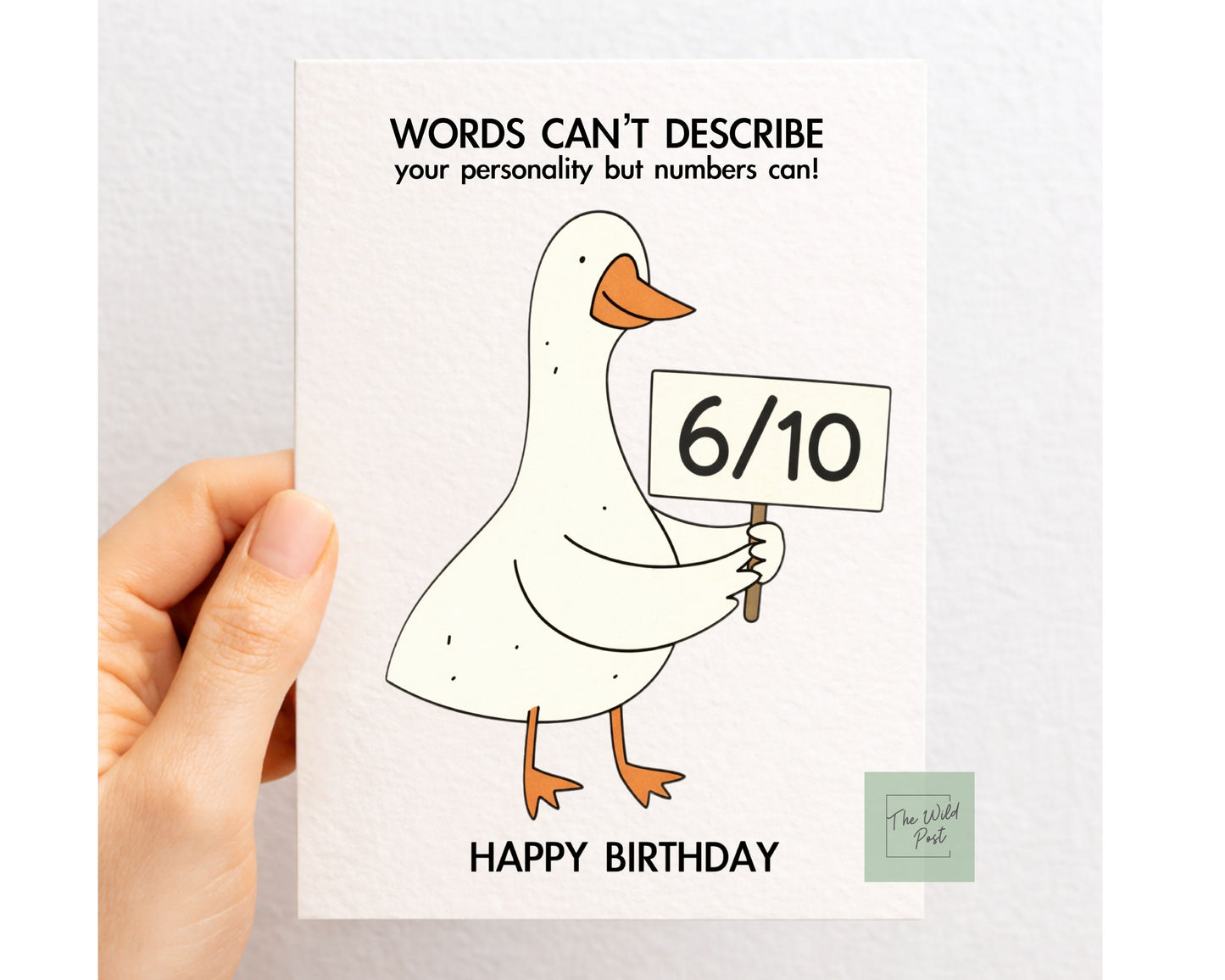 Funny Goose Birthday Card, Words Can't Describe Your Personality But Numbers Can, Rude Card For Sibling, Partner, Friend