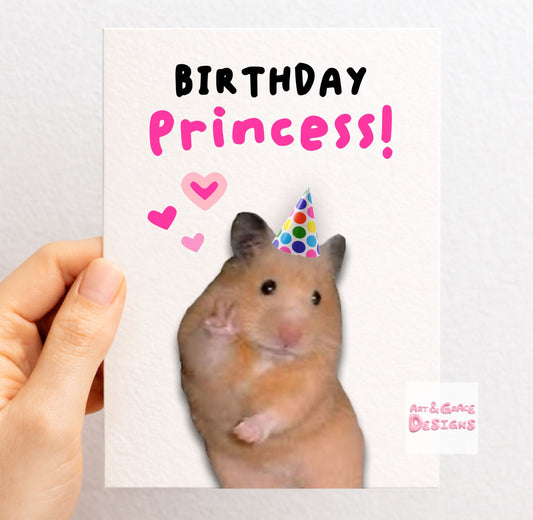 Peace Sign Hamster Viral Meme Greeting Card - Happy Birthday - Birthday Girl - Humorous Card - Funny Meme- Cute Hamster