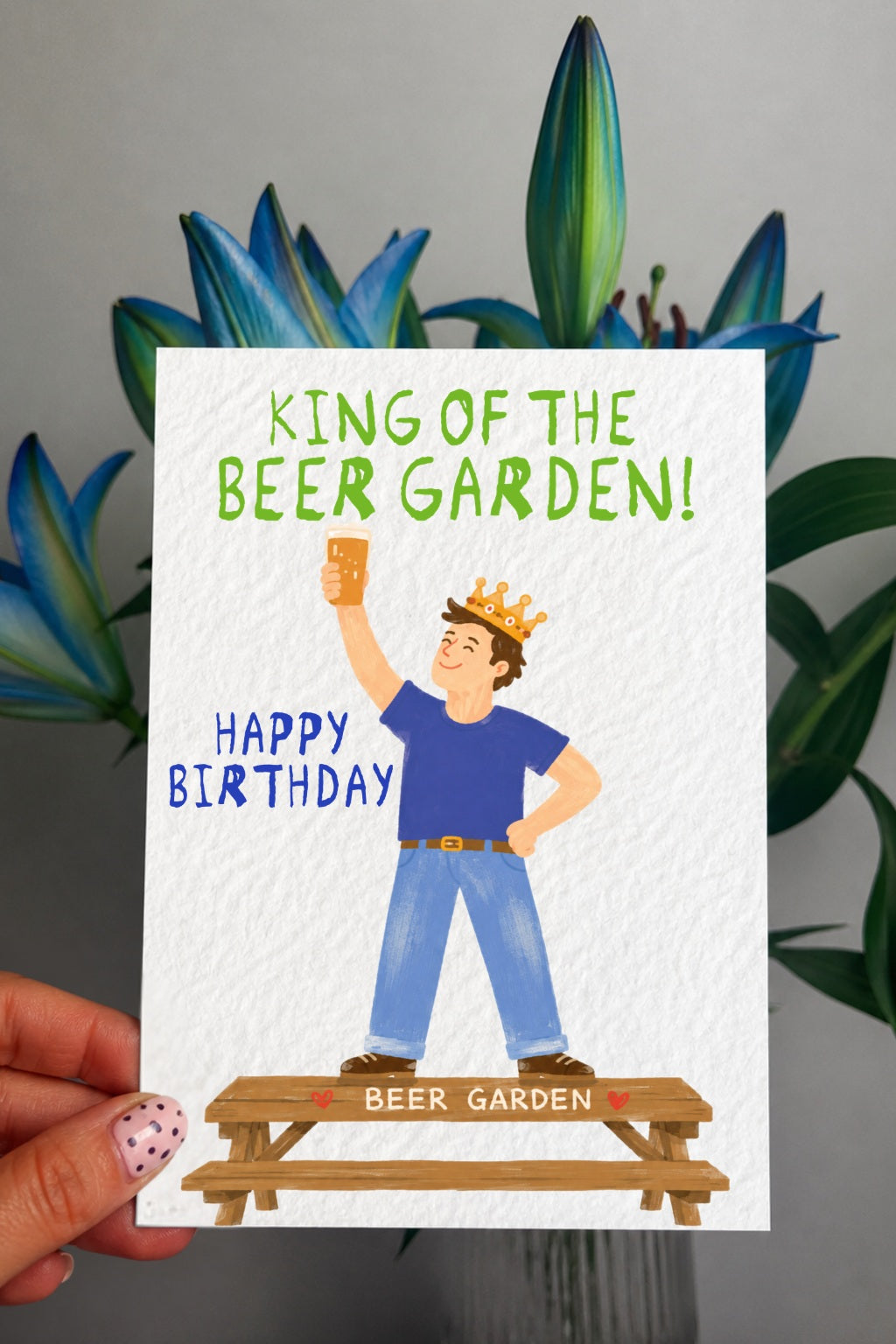 King of the Beer Garden Card,  Funny Dad Card, Pub Dad Greeting Card, Beer Lover Birthday Card