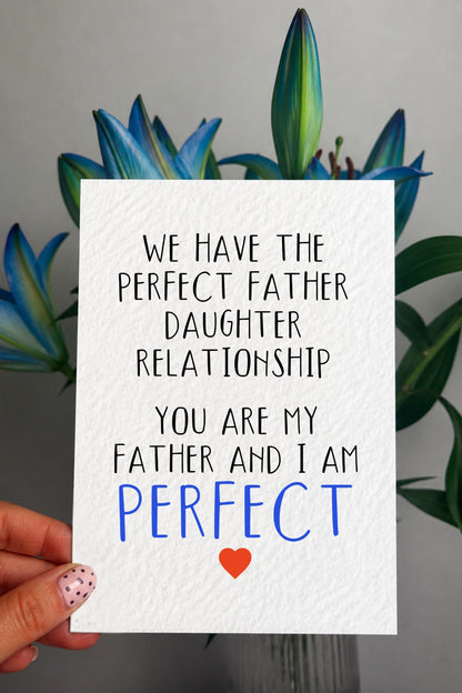Father Daughter Card Funny, Perfect Father Daughter Relationship Card, Dad Birthday Card, Father's Day Card from Daughter