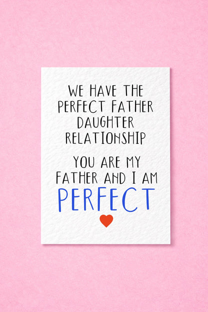 Father Daughter Card Funny, Perfect Father Daughter Relationship Card, Dad Birthday Card, Father's Day Card from Daughter